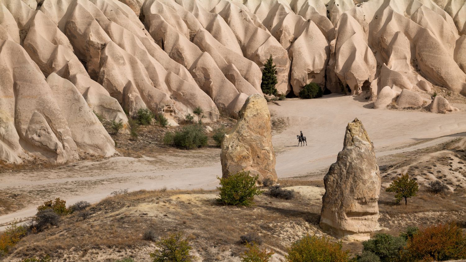 Lone rider in the “Fairy Chimneys”